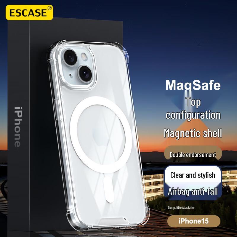 ESCASE Прозрачный силиконовый чехол MagSafe для серии iPhone 15