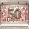1 piece of 2D background fabric, a vibrant polyester background fabric for celebrating a 50th birthday with joy
