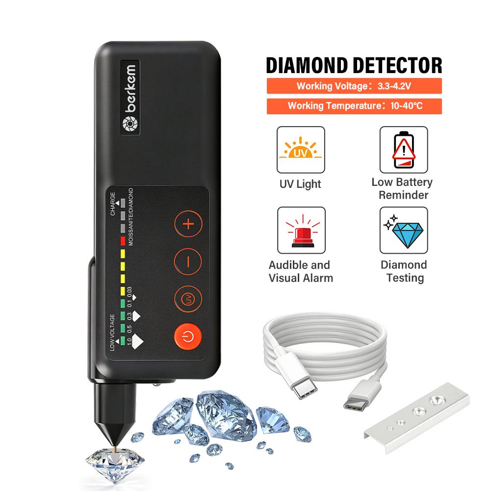 Yieryi Rechargeable Diamond Tester Pen Moissanite High Accuracy Jewelry Selector Tool with UV Light Type-C for Gemstone Stone