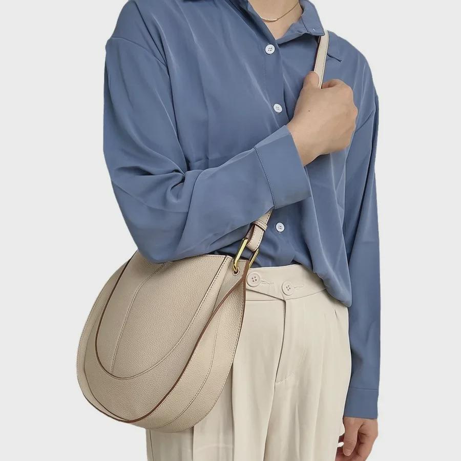 Весна 2025 года, роскошная женская сумка-седло из мягкой кожи — модная, вместительная, через плечо и через плечо