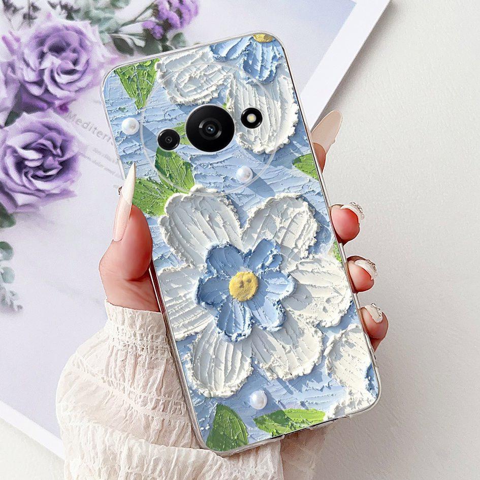 Case For Xiaomi Redmi A3 A3x Phone Cover New Stylish Flower Girls Pattern Soft Silicone Back Funda For Xiaomi Poco C61 C 61 Capa