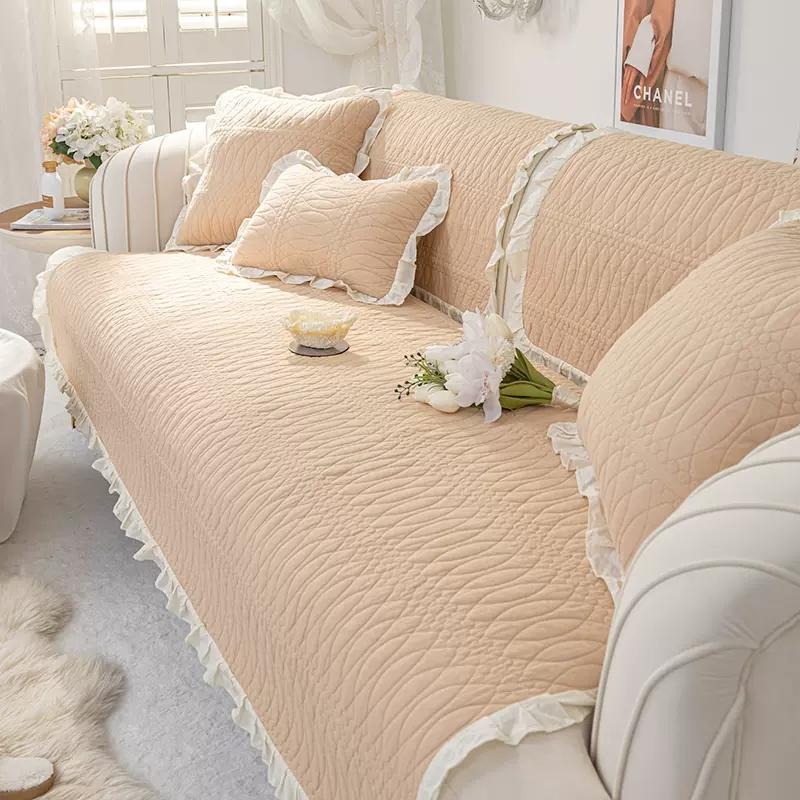 Cotton Sofa Cushion Four Seasons Universal Non-slip Fabric Simple Modern Living Room with Back Towel Cover Cloth