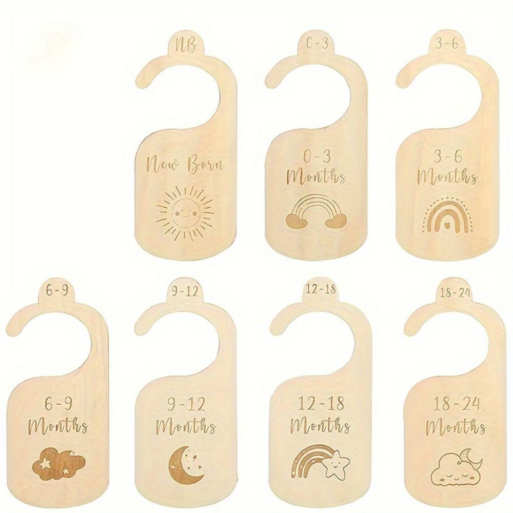 7/8Pcs Wood Infant Wardrobe Divider Nursery Clothes Organizers Size From Newborn To 24 Months