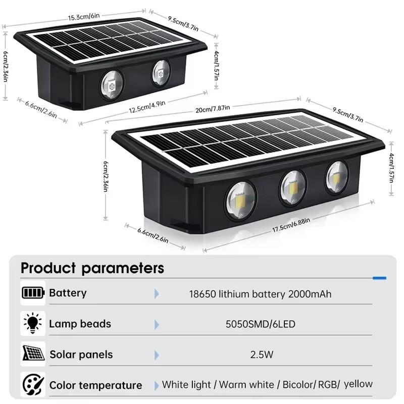 Solar Wall Lamp Outdoor Solar LED Light Waterproof Up And Down Luminous Lighting Balcony Yard Garden Decoration Lights