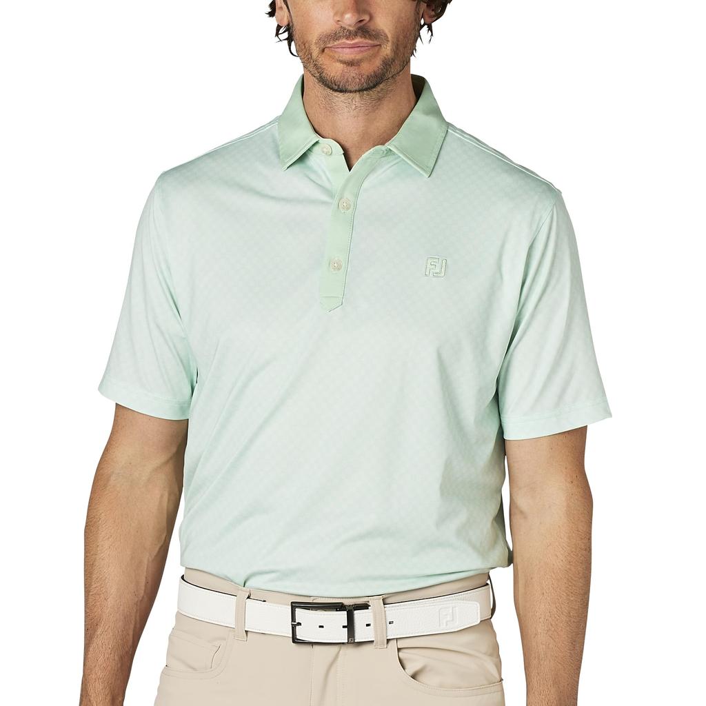 FootJoy Men's XL Plaid Jacquard Short Sleeve Golf Shirt, Pistachio, FJ-S25-S16 (34529-XL)