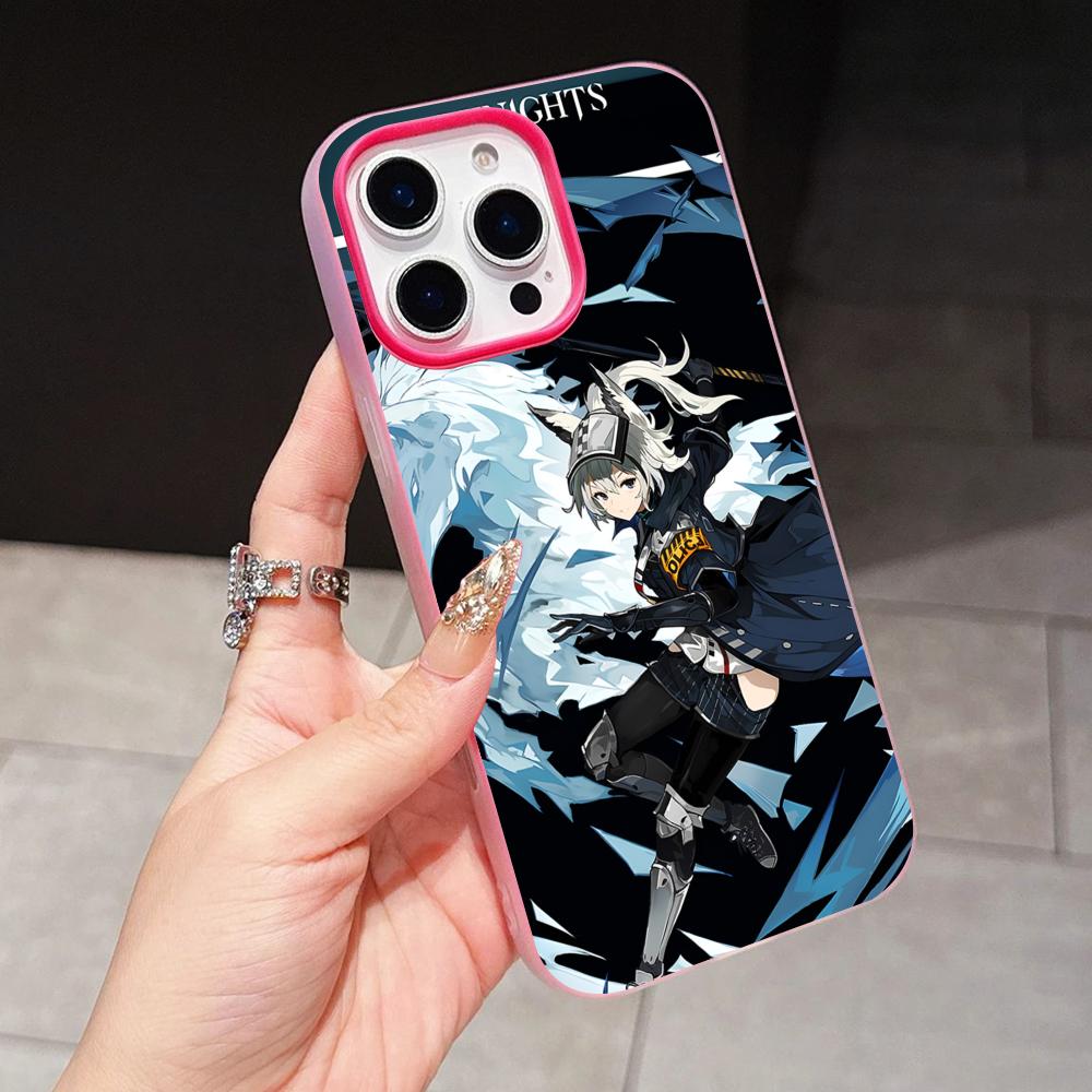 Arknights Grani Jelly Двухслойный Чехол для Мобильного Телефона Розово-Красный для iPhone 17 16 15 14 13 12 11 Air Pro Max Plus Защитный
