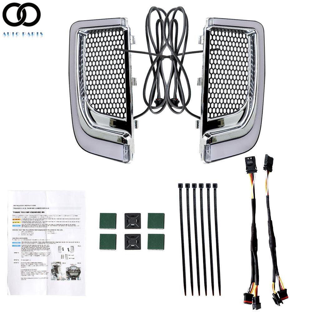 LED Fairing Lower Grill Turn Signal Running Light For 2014-2020 Touring Glide