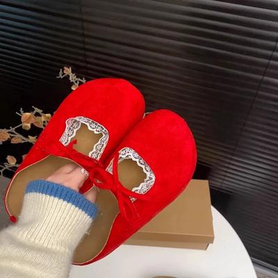 Весна и лето новая модная универсальная женская кружевная бабочка маленький рост увеличение высоты мягкая подошва голова тапочки