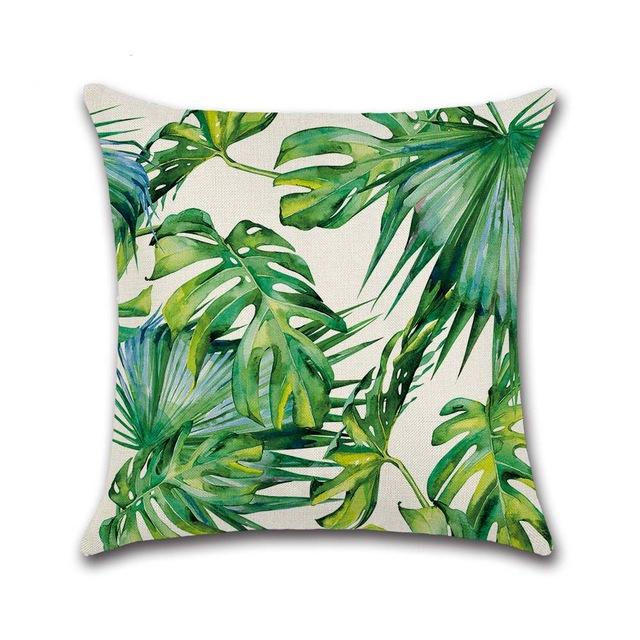 Tropical Plant Cushion Cover Green Leaves Decorative Pillowcase For Sofa Linen Throw Pillow Case Funda De Almohada Poszewka