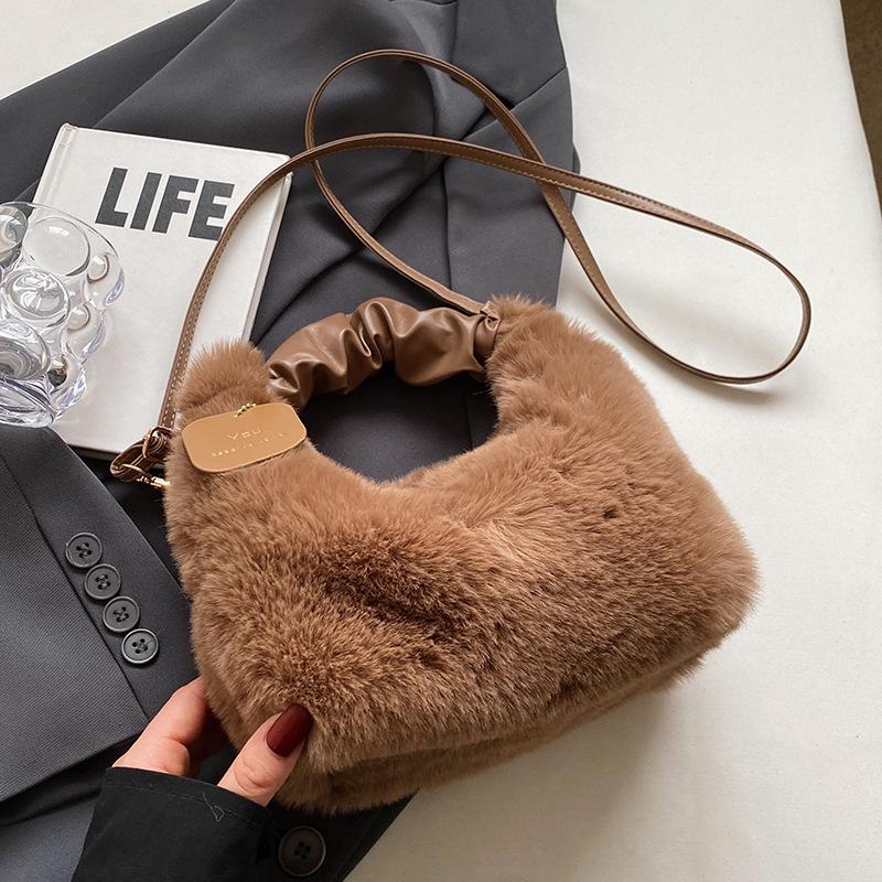 Высококачественная популярная плюшевая сумка Fairy, новый стиль, зимняя сумка, плиссированная женская сумка, сумка через плечо на одно плечо