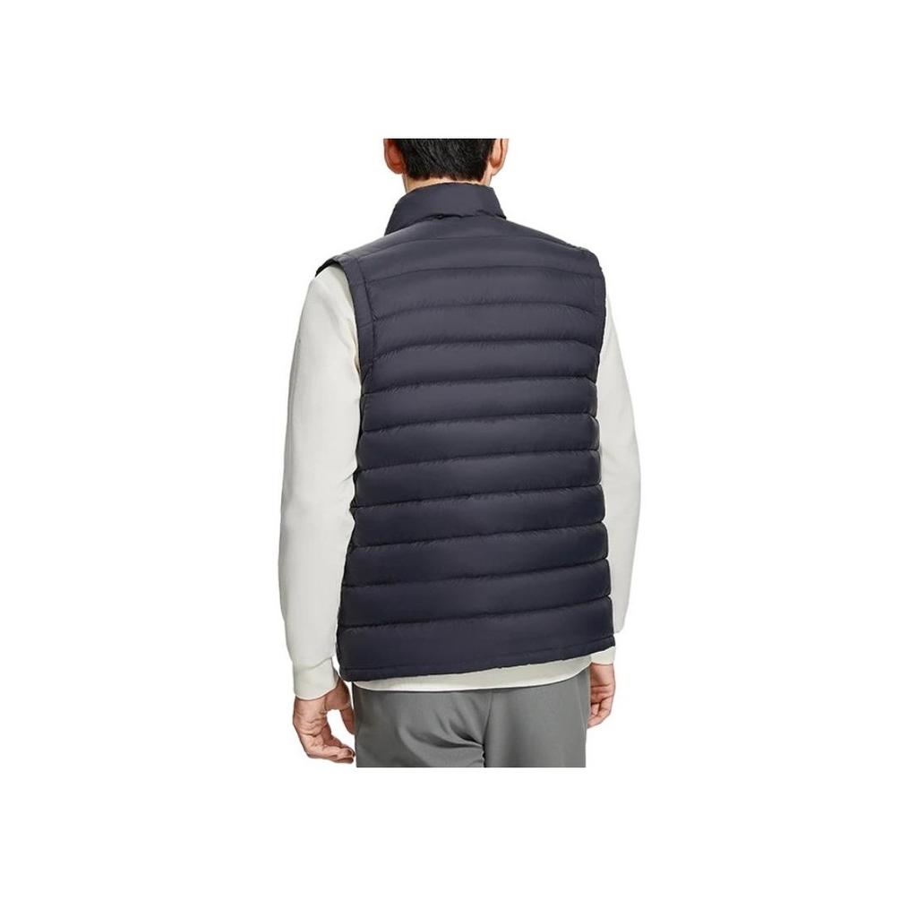 Li Ning Fitness Series Solid Color Logo Print Stand Collar Zipper Down Vest Men Vests Blue AMRS005-1