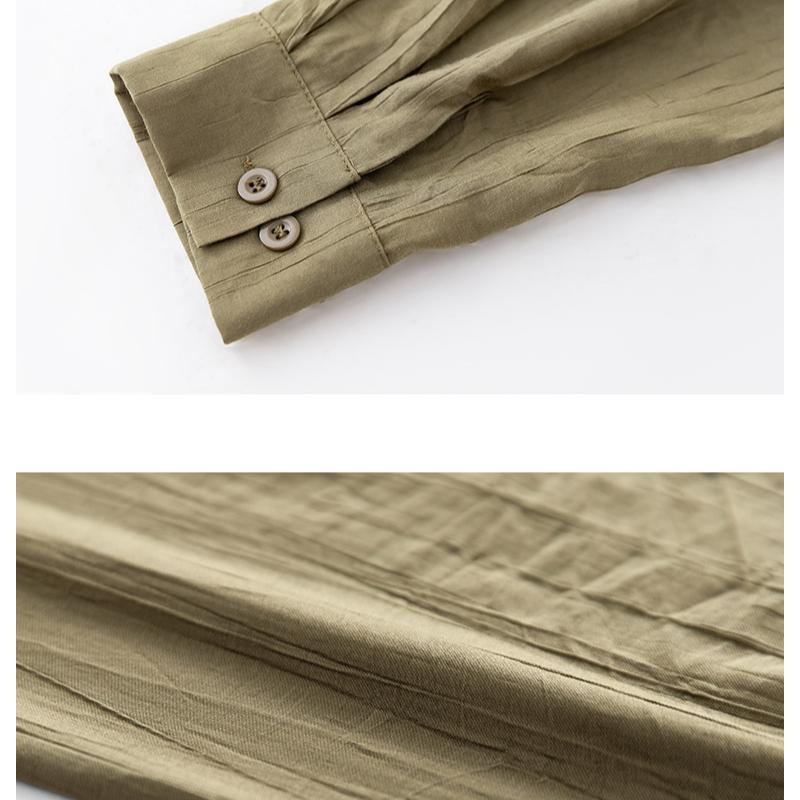 Винтажные зеленые повседневные рубашки с длинным рукавом, женские свободные модные весенне-осенние женские блузки на пуговицах, элегантные однотонные офисные простые женские рубашки 25860