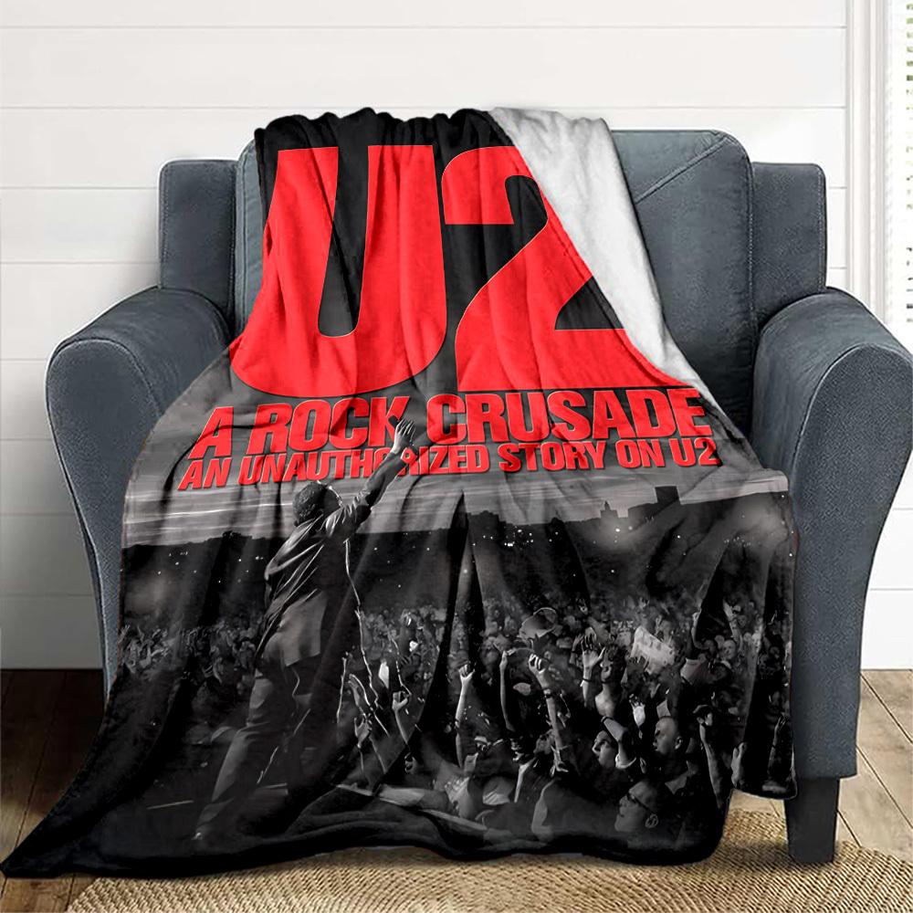 1pc U2, Rock Crusade Blanket Soft All Season Throw with Vibrant Design, Perfect for Home, Travel, and Gifts, Ideal for Naps and Camping