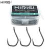 Hirisi 50 шт. Рыболовные крючки с бородкой и ушком, покрытые PTFE, из высокоуглеродистой нержавеющей стали, 8021, Рыболовные аксессуары