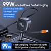 99 Вт Выдвижная автомобильная зарядка для телефона USB C PD 45 Вт Быстрая зарядка для iPhone 16 Pro Max Samsung Galaxy S25 Ultra Android