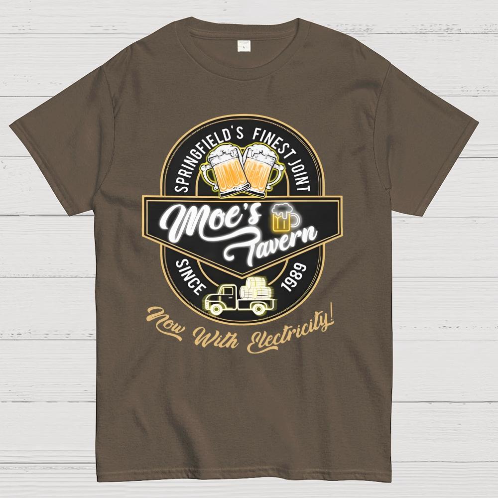 Moe's Tavern Now With Electricity 100% Cotton Summer Casual Cool Loose T-Shirt