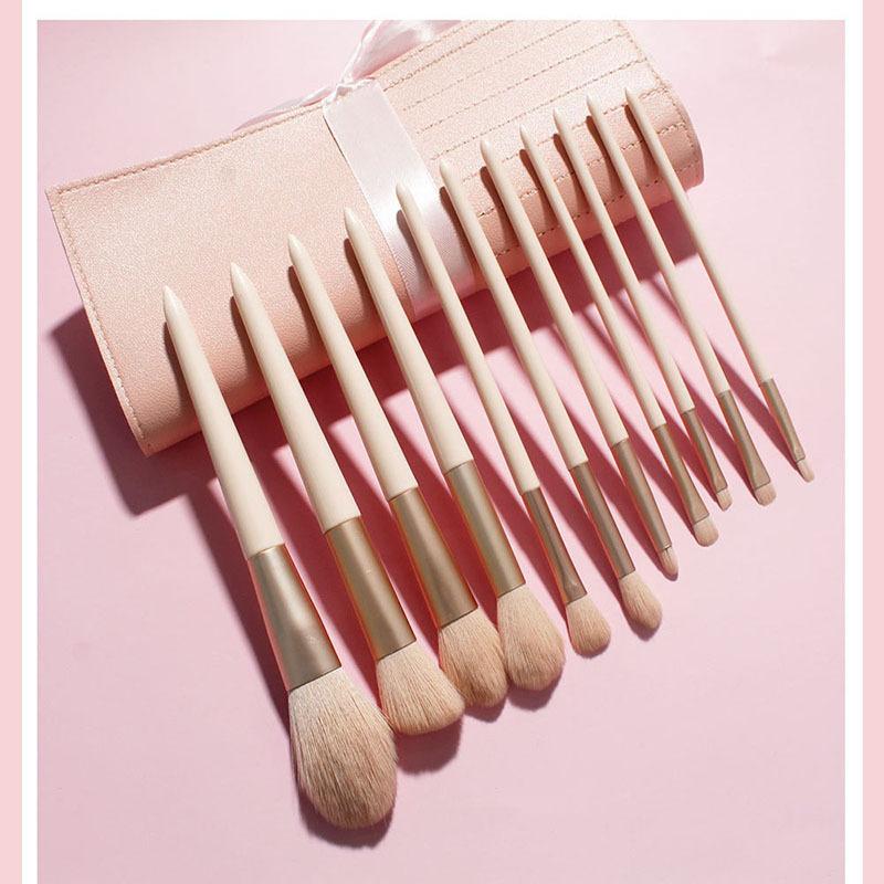 Набор кистей для макияжа «Принцесса Улыбка» из 11 мягких розовых кистей Набор косметических инструментов