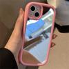 Корейский милый овальный чехол с зеркалом для макияжа Macron для Iphone 14 13 12 11 Pro Max, милый однотонный противоударный мягкий чехол на заднюю панель