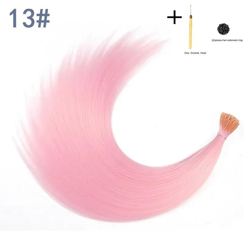 10pcs/set Colorful Straight Hair Extensions DIY Heat Resistant Synthetic Hair Extensions 16 Inch