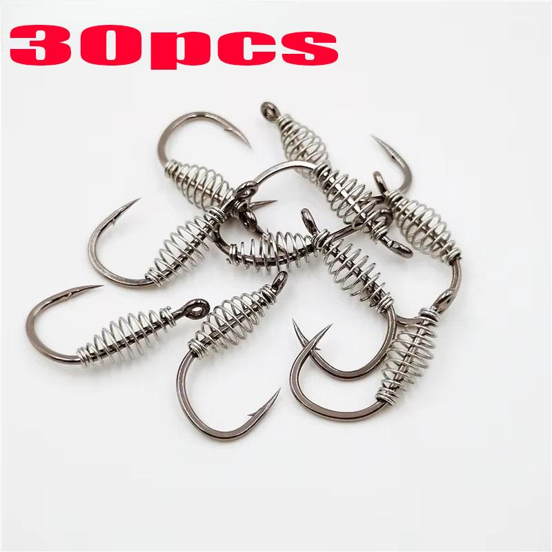 10-60pcs High Carbon Steel Spring Fish Hook Barbed Swivel Carp Explosion Hooks Jig Fly Fishing Hook Fishing Accessories