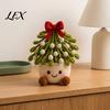 Handcrafted Wool Flower Pots Simulated Crochet Christmas Potted Decor, Knitted Mini Artificial Tree Holiday Gift Ideas for Family Ornament,