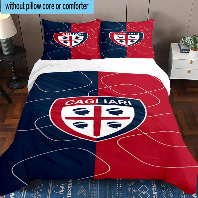 3PCS Football Cagliari Design Bedding Set,Including 1pc Duvet Cover And 2pcs Pillowcases Perfect for Bedroom, Dormitory, Fan Christmas gift