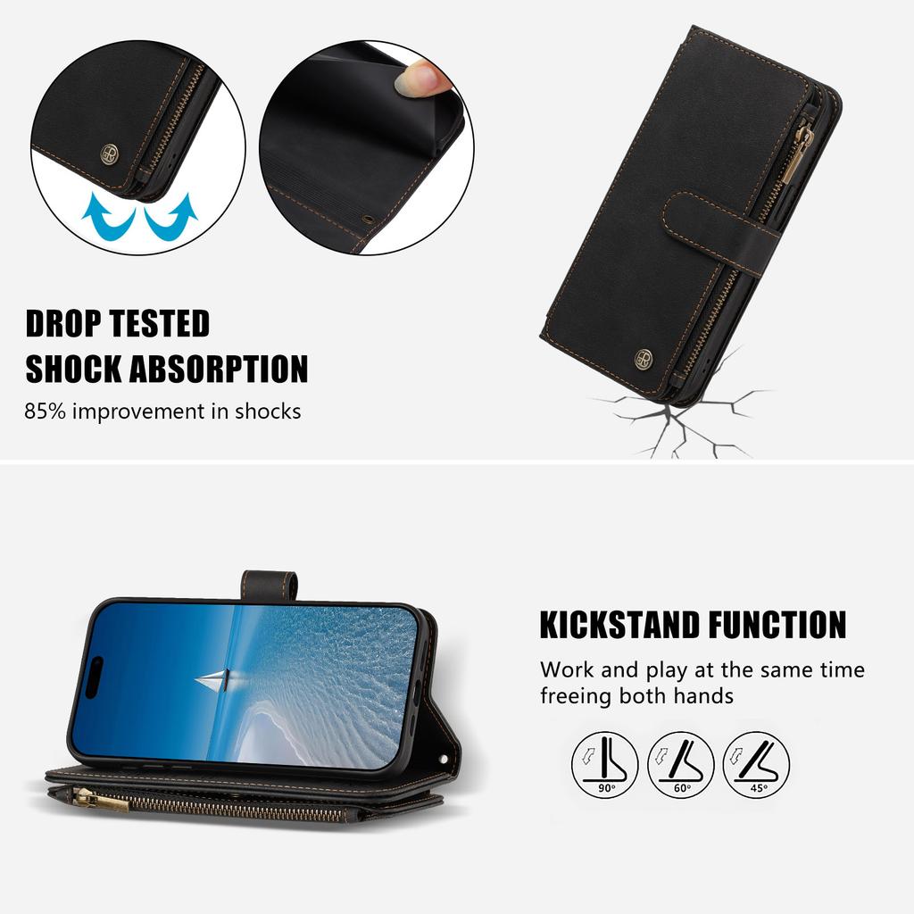 Wallet Case For Cubot Max 5 A10 P50 A20 A30 A40 P90 X100 Note 40 60 Cover Zipper Crossbody & Clutch, 9 Card Slots