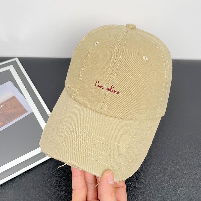 New retro washed soft top cap children's embroidered letter baseball cap versatile face small men's and women's sun hats