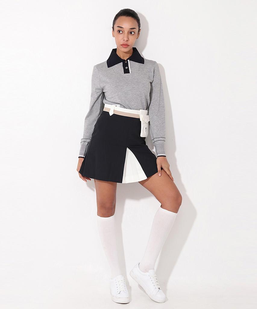 A Ben Hampton Obi Color Block H-Line Skirt Navy