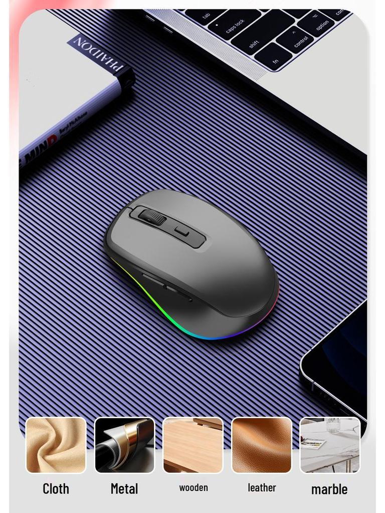 Беспроводная RGB-мышь M106 USB-C, двухрежимная и перезаряжаемая, для настольного компьютера, ноутбука и планшета