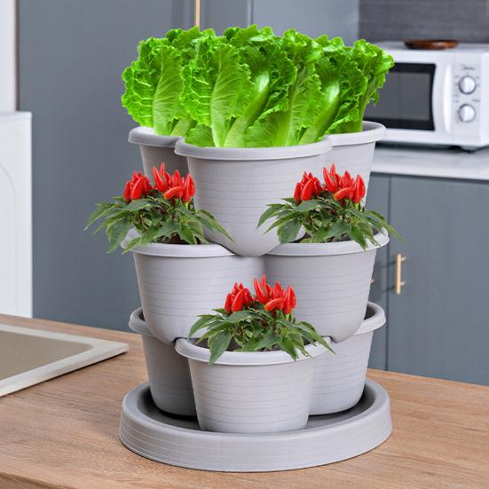 Многоярусный цветочный горшок, вертикальная садовая кашпо с дренажем для воды, многоярусный поддон на колесиках для выращивания овощей и суккулентов