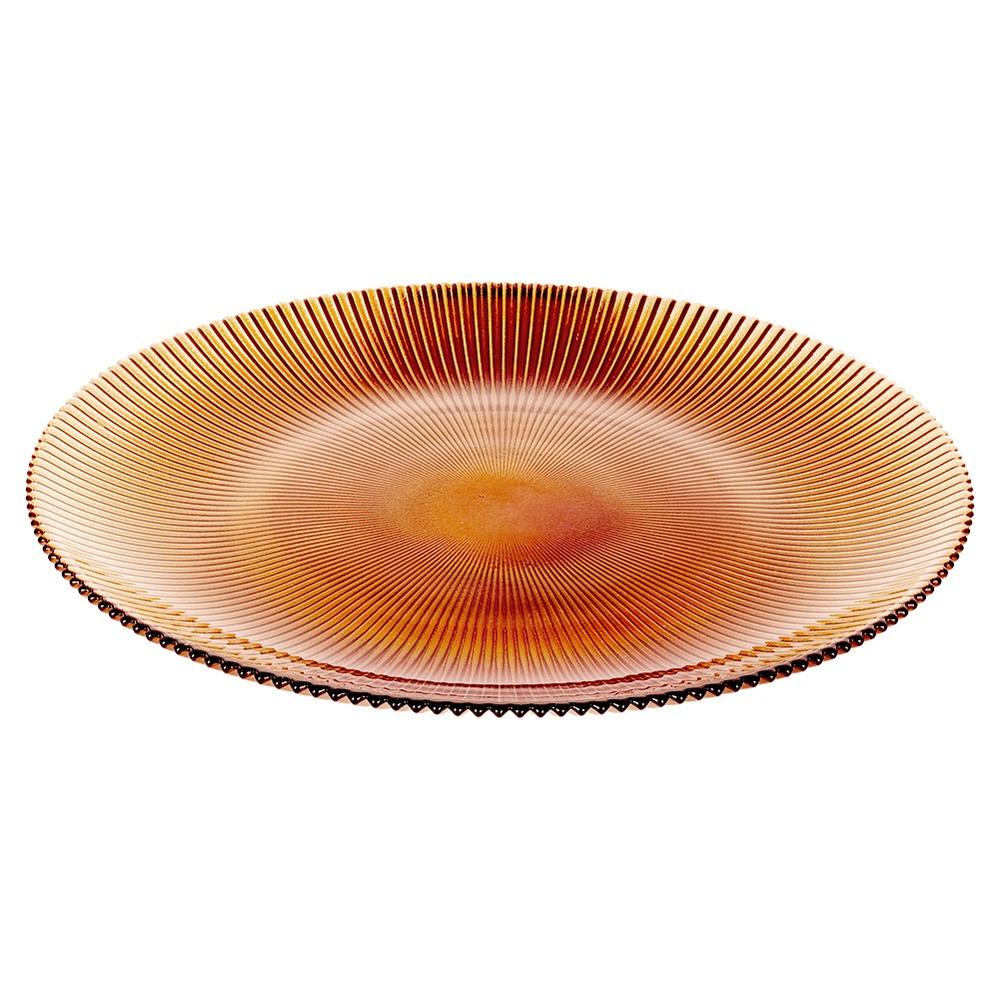 Amber glass shallow dinner plate 28 cm