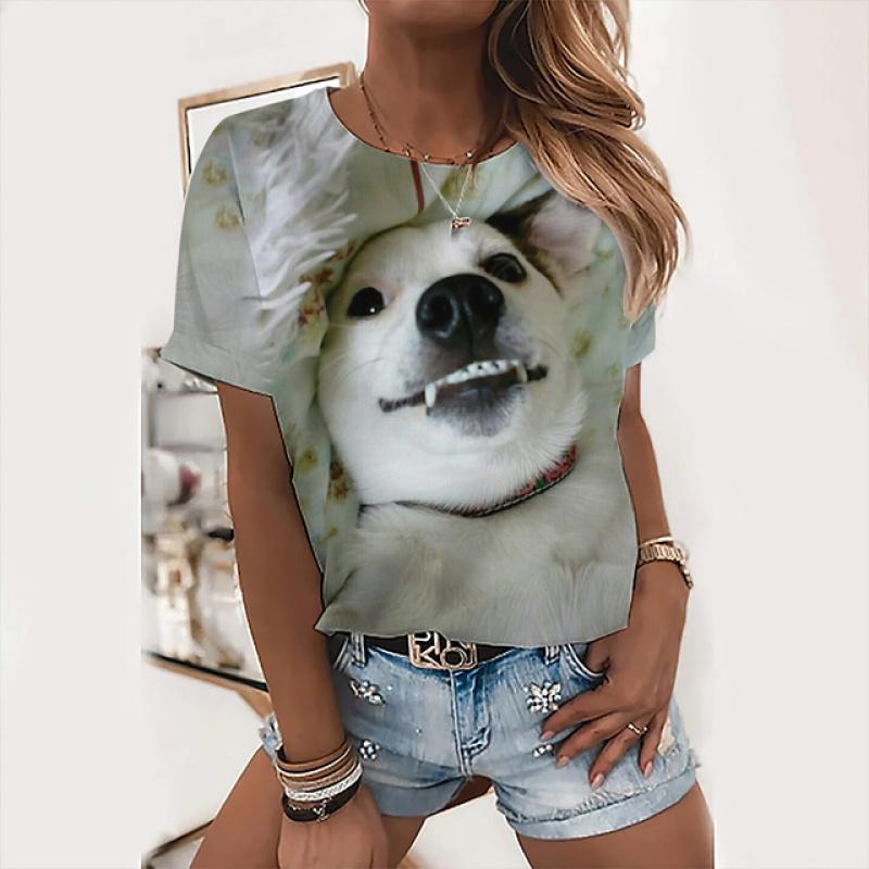 Милые топы с собаками, женская праздничная футболка с надписью «Love Dog Day», модная футболка с животным принтом, женская футболка Kawaii, летняя повседневная одежда с круглым вырезом