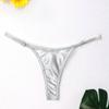 Women G-string Glossy Triangle Shape Solid Color Elastic Soft Mid Waist Adjustable Strap Anti-septic Breathable Thong Lady Briefs Panties