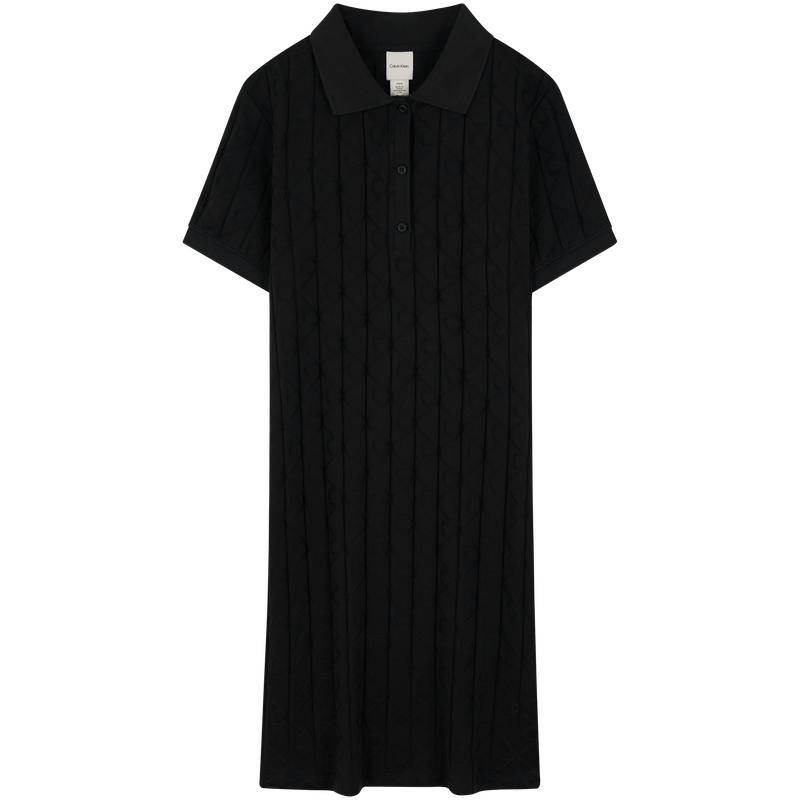 Calvin Klein Elegant Pattern Monogram Cotton Polo Dress Women Dresses 44D208G