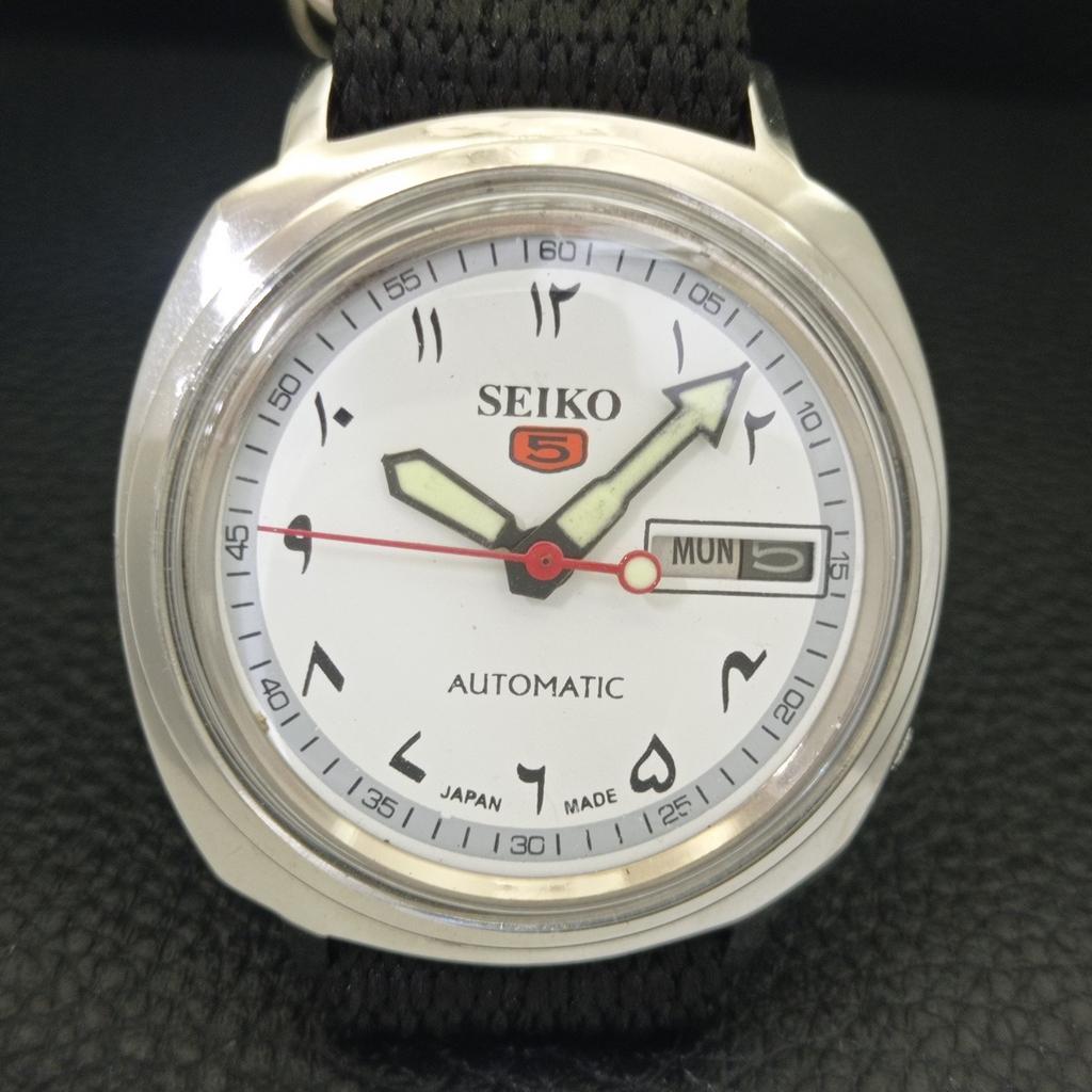 Seiko 5 АВТОМАТИЧЕСКИХ ЯПОНСКИХ МУЖСКИХ ВИНТАЖНЫХ ЧАСОВ 6619A С БЕЛЫМ ЦИФЕРБЛАТОМ И АРАБСКИМИ МЕТКАМИ a702443-5