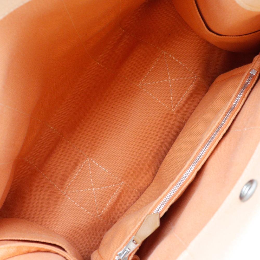 HERMES Bora Bora PM Handbag Orange canvas Women Used