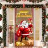 Christmas Door Curtain Santa Claus Door Cover Banner Reusable Photo Backdrop Door Cover for Indoor Outdoor Festive Decor