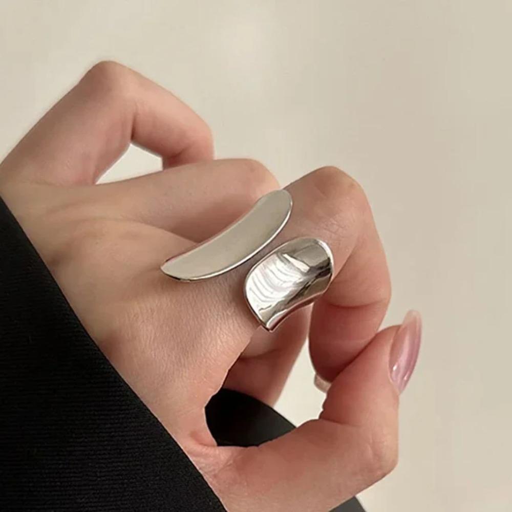 Кольца из серебра 925 пробы для женщин Геометрическое ручной работы Неправильное кольцо-полоска Модное ювелирное изделие Подарок