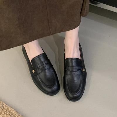 Lucyever 2025 Весна Кожаные Мокасины на Низком Каблуке Женские Удобные Туфли Без Застежки На Мягкой Подошве Женские Универсальные Туфли Для Офиса Дам