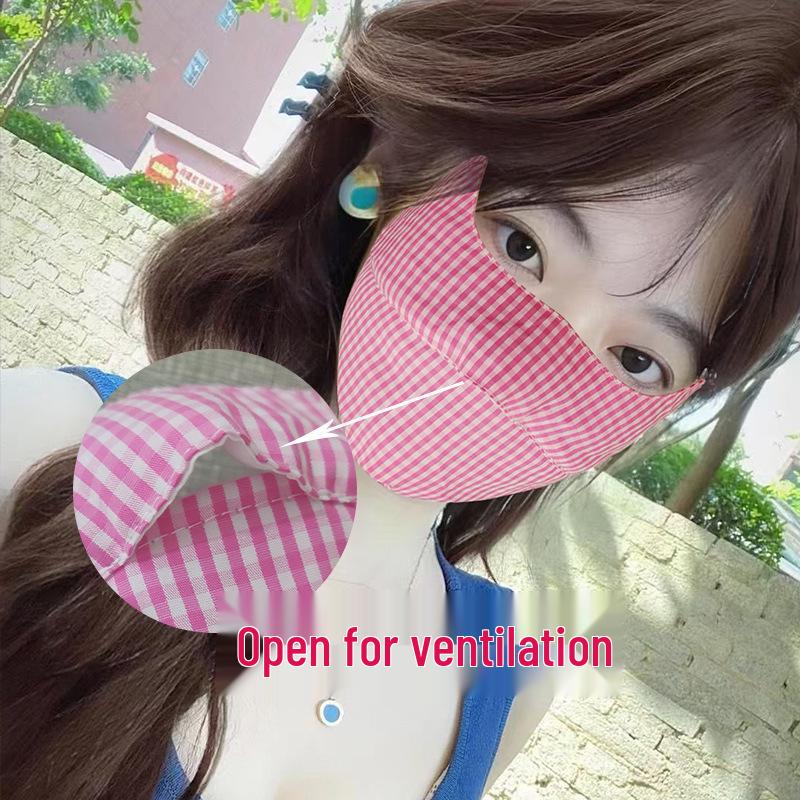 3D Клетчатая хлопковая маска от солнца с защитой глаз - Стирка и воздухопроницаемость для женщин