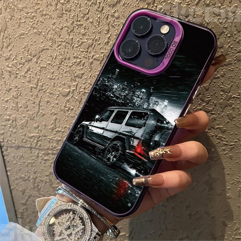 Модный блестящий чехол для телефона с автомобильным принтом для iPhone 16 16E 15 14 13 12 11 Pro Max XR X XS 7 8 Plus Задняя крышка из материала IMD