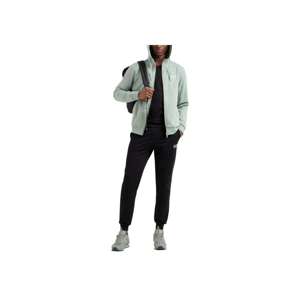 Emporio Armani EA7 Худи на молнии с принтом логотипа Хлопок Спортивный костюм-худи Мужские худи Зеленый 8NPV63-PJVRZ-M7003