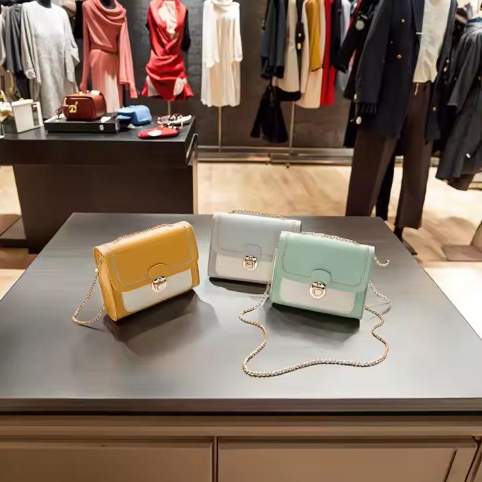 1 шт. Новая сумка из ПВХ в корейском стиле, новая модная, маленькая квадратная, универсальная, цветной блок, на одном плече, кроссбоди, цепочка для женщин