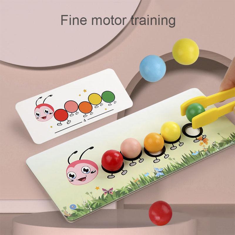 Wooden Clip Beads Games Montessori Toys Color Matching Parish Learning Set Fine Movement Training Educational Toys For Children