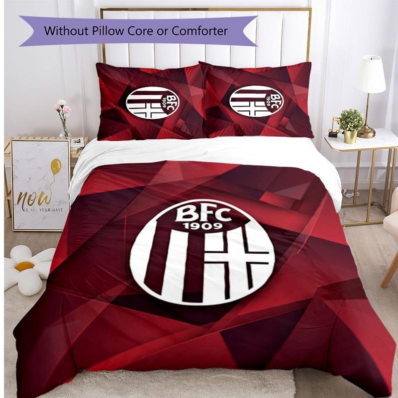 Bologna FC Printed 3PCS Bedding Set Breathable Duvet Cover with Pillowcases Decorative Bed Linen for Bedroom Home