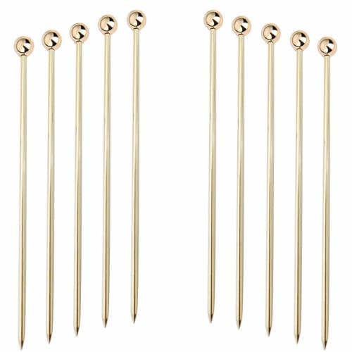 10-Piece Cocktail Stick Set, Stainless Steel Fruit Sticks, Reusable Drink Picks, Appetizer Toothpicks, Martini Glass Picks