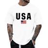 Men T-shirt Round Neck Short Sleeve Slim Fit Tee Shirt USA Pattern Versatile Tee Tops Running Fitness Tops Daily Wear