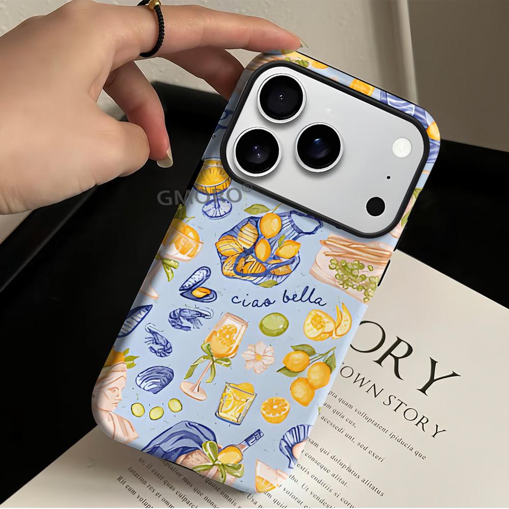 Популярный полноэкранный чехол для телефона лимонного цвета от Amazon, защитная пленка 2-в-1 для Apple 17, полностью закрывающийся матовый жесткий чехол для iPhone16.