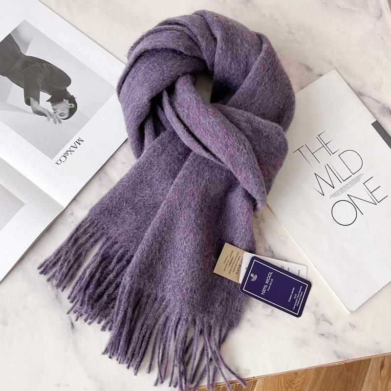 Winter Narrow Scarf 28 Color 100% Wool Scarf Solid Color Scarf Men's and Women's Universal Warm and Cold Proof Scarf